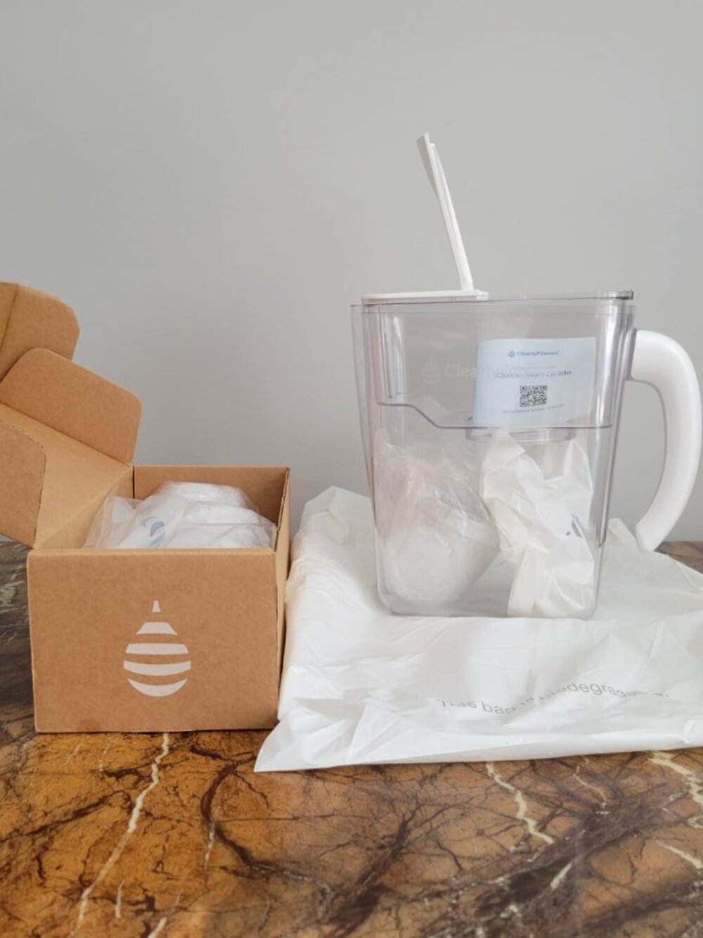 Clearlyfiltered Filtered Water Pitcher with one filter + Filter 3-Pack